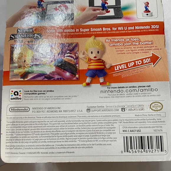 Nintendo Amiibo 2 piece Toad & Lucas 2015 NOS in original factory Sealed - Picture 6 of 11